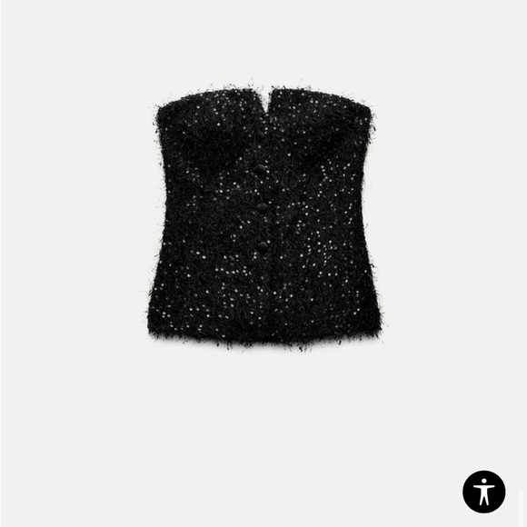 Zara Fringe and Sequin Bustier Top - Picture 3 of 7